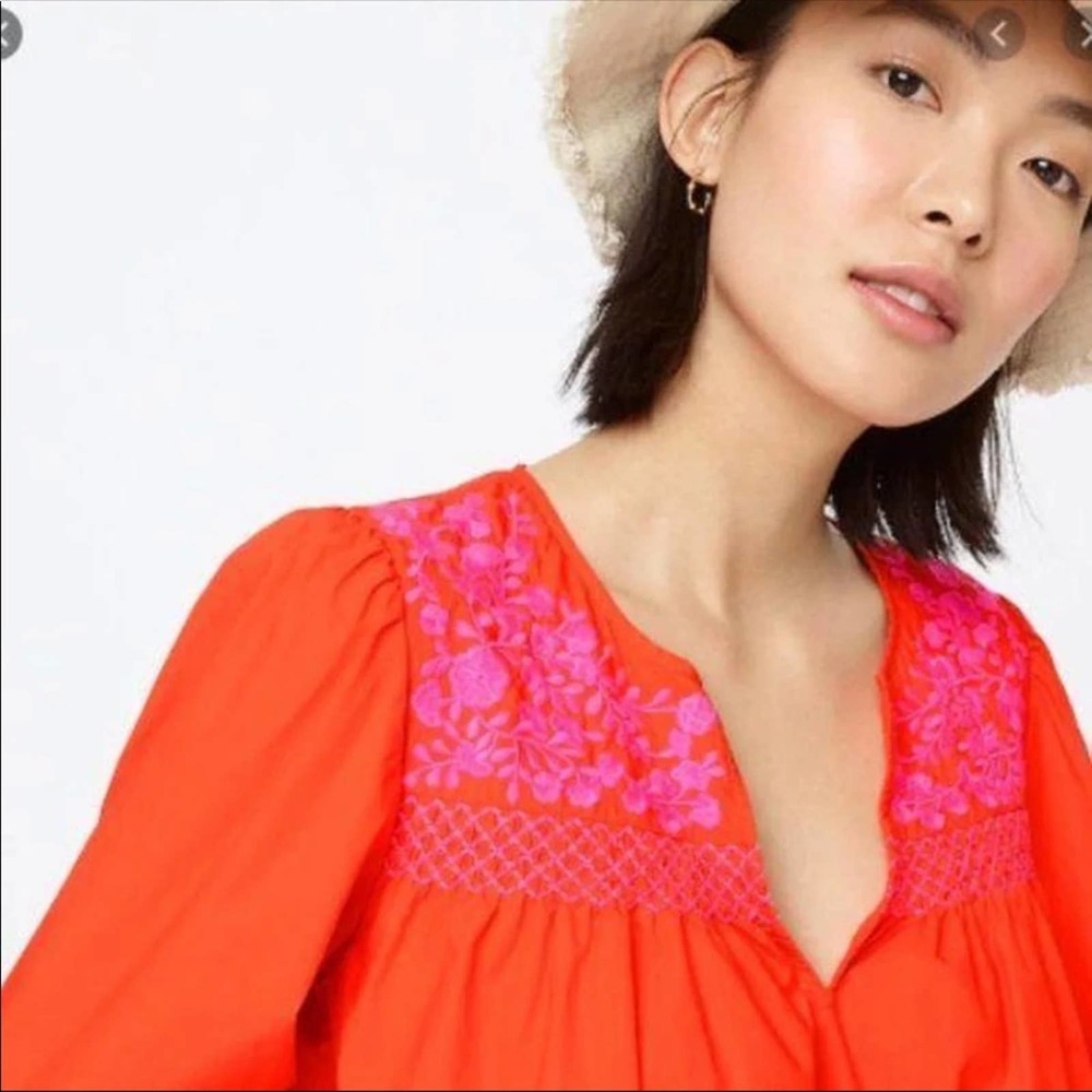 J. Crew NEW Embroidered Popover Dress with Ruffled Hem S - Picture 6 of 10